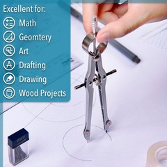 – Professional Compass for Geometry, Extra Lead, Metal Compass, Compass, Compass
