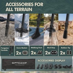 Lightweight Carbon-Aluminum Collapsible Hiking Poles, 2pc Folding