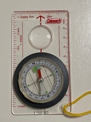 Coleman Compass, Orienteering Dial, Magnifier, and Cord