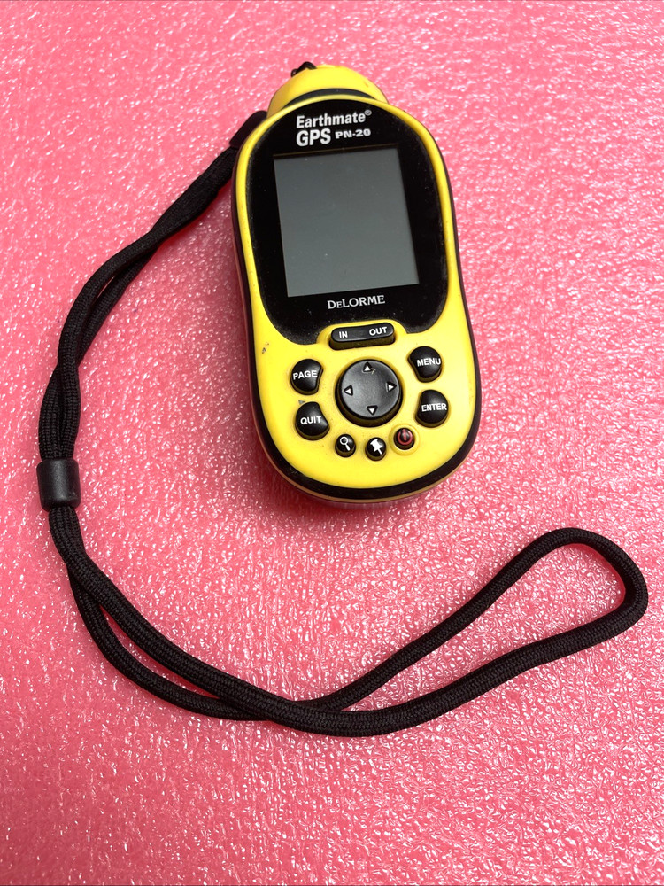 WORKING DeLorme Earthmate GPS PN-20 Yellow Handheld Screen Geocaching Hiking