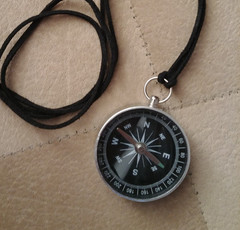 Map Scale Compass Leather Necklace Pocket Outdoor Hike Guide Survival Navigation