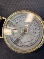 Vintage Lensatic Compass Liquid Filled Edge Brass Coating Japan
