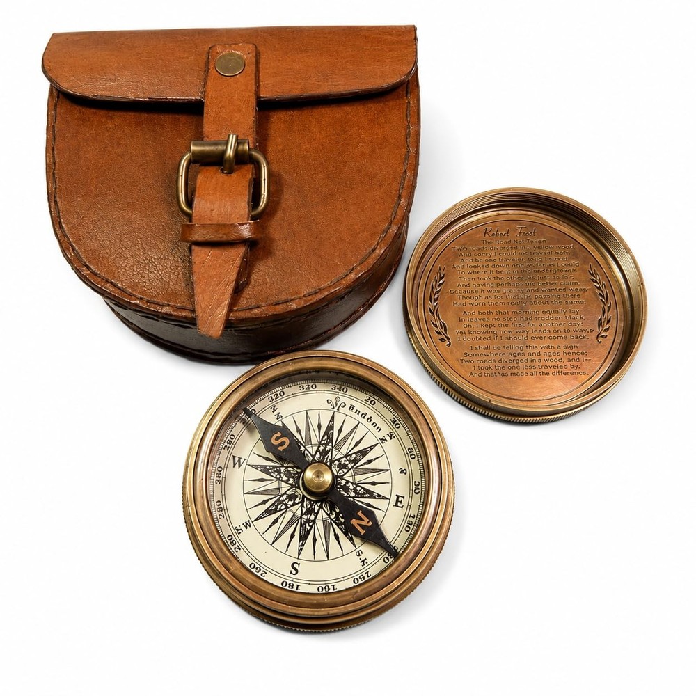 Authentic Vintage Style Brass Pocket Compass 1 Count (Pack of 1), Antique