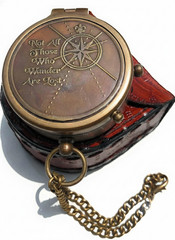 Antique Brass Pocket Compass Engraved Personalized Gift for Camping Nautical Use
