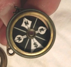 Vintage Compass Marbles Gladstone Brass Small Pin On Hunting Coat Lapel USA