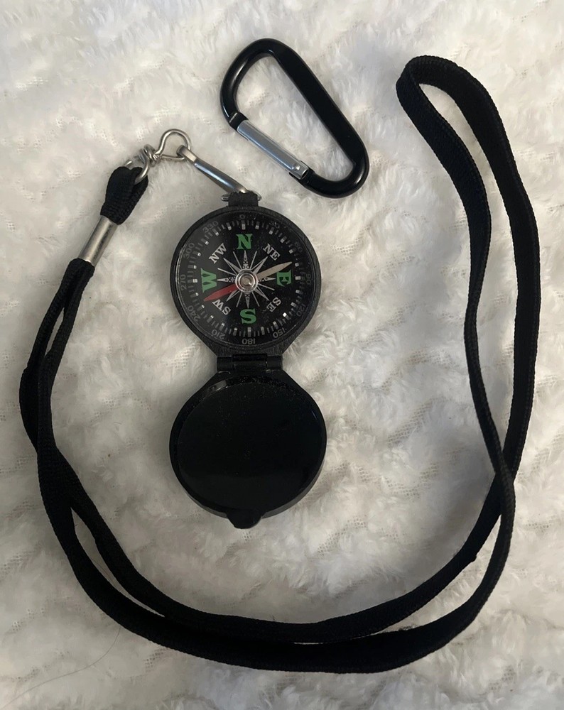 Compass Impact Resistant Plastic Case 1.75” Diameter With Lanyard & Clam Clip