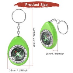 Keychain Compass [10PCS] – Survival Pocket Mini Compass with Key Ring – [Green]