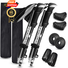 Covacure Trekking Poles Collapsible Hiking 100-120cm, Black (110-130cm)