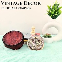 Vintage Brass Compass with Leather Case Guide Through Life’s Adventures