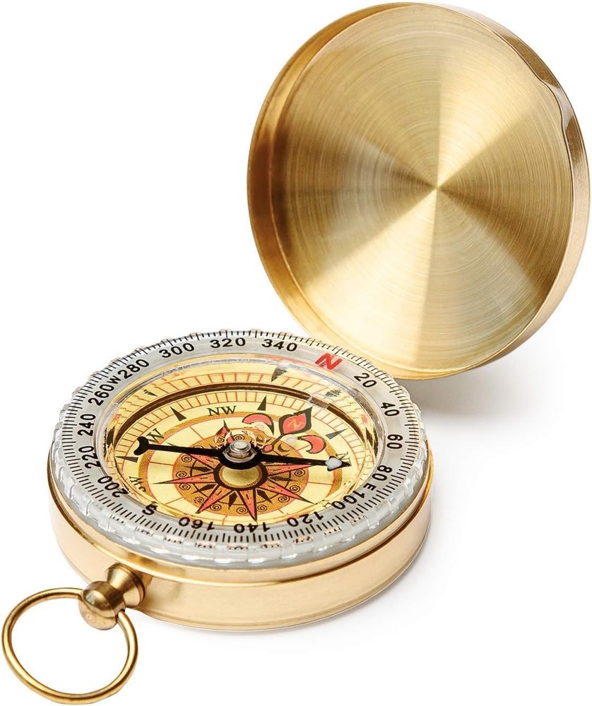 Gold Metal Pocket Compass, Compact, Ideal for Hiking, Camping, Outdoor Activi…