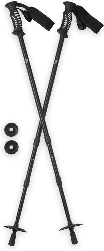 Trekking Poles (Pair, Black), Lightweight 7075 Aluminum Hiking Support Walking S