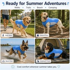 Dog Cooling Vest for Hot Weather，Dual-Layer Water-Holding Side Panels XL Blue