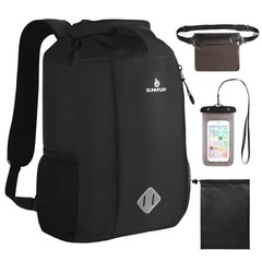 Dry Bag Backpack, 20L Dry Bag Waterproof with Waist Pouch and Phone Black