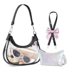 Clear Bag for Stadium Events, Clear Shoulder Bag for Stadium Small Black