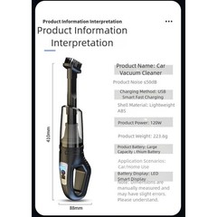Cordless Rechargeable Car Vacuum Cleaner Handheld with Multiple Attachments