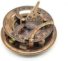 Antique Nautical Brass Sundial Compass Gilbert & Sons with Wooden Box