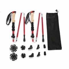 Foldable Hiking Stick Aluminum Alloy Cane, Cork Handle, Suitable for Hiking