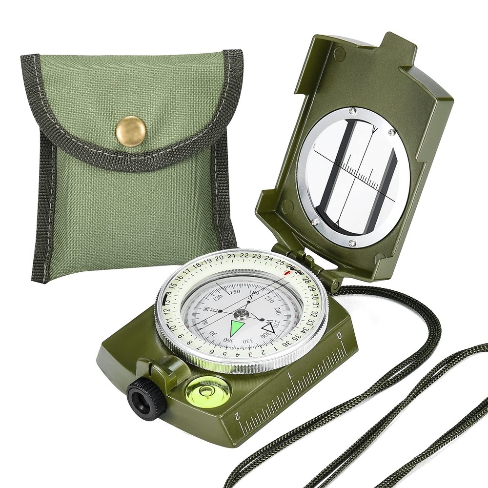Military Lensatic Sighting Compass Survival with Carrying Bag, Compass for Hi…