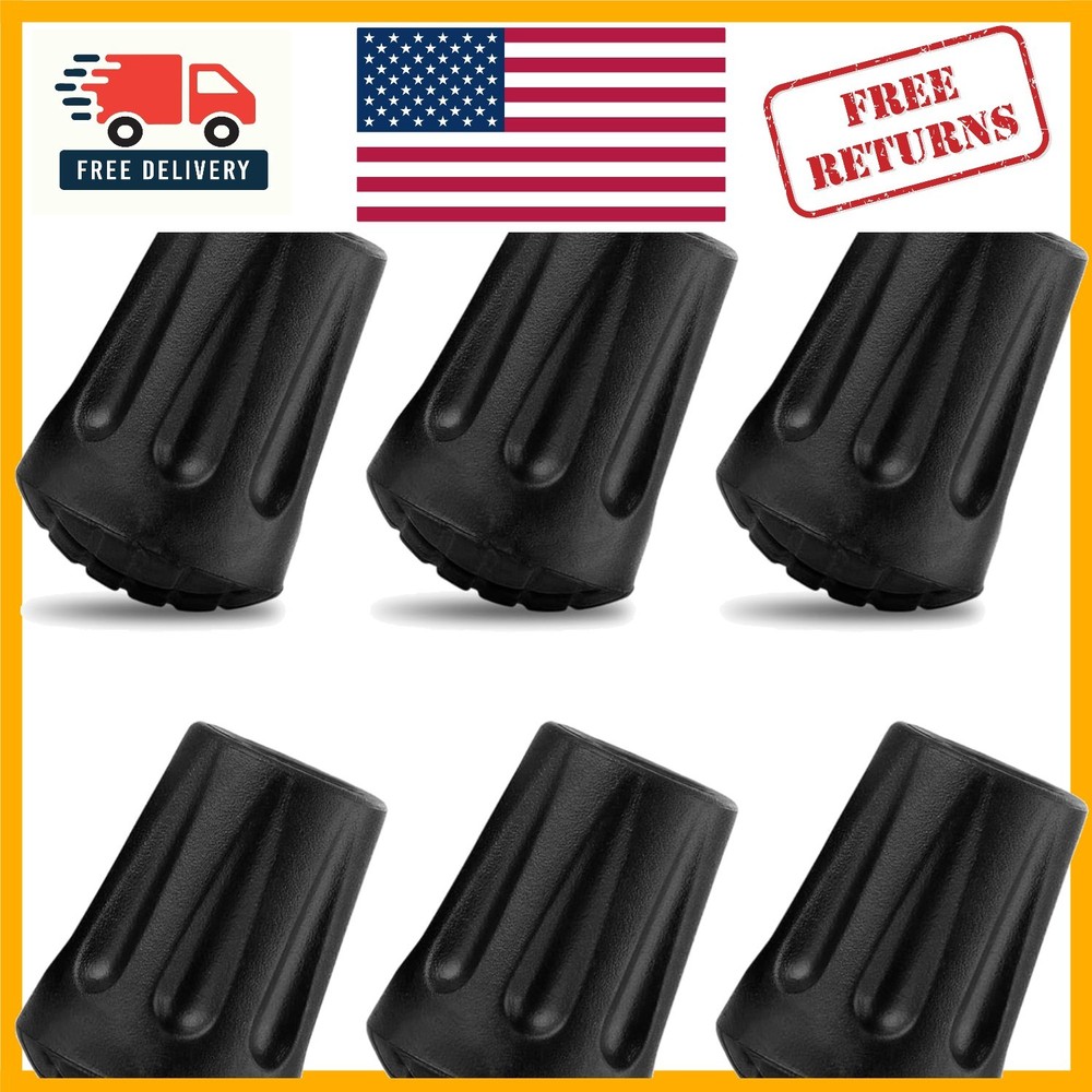 6 Durable Rubber Hiking Pole Tips – Essential Replaceable Gear for Adventurers