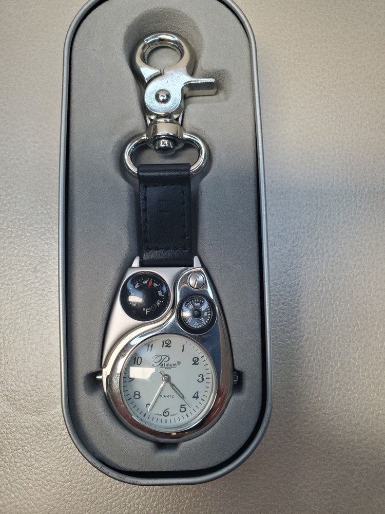 Compass Multifunctional Magnifying Lens Watch Temp & Clip Keychain