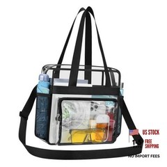 Clear Bag for Stadium Events, 12x6x12 Transparent Stadium Messenger Bag Black