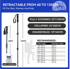 Collapsible Trekking Poles for Hiking 2 Pack – Adjustable Aluminum Hiking Pol…