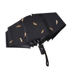 Auto Umbrella with Feather Pattern 95cm Windproof Canopy for All Weather Use