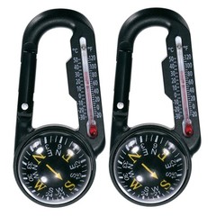 Keychain Compass [2PCS] – Ball Compass and Thermometer Buckle – [Black, Yellow]