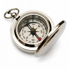Personalized Pocket Compass with Hinged Cover and Key Ring