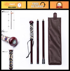 3pc Detachable Hiking Walking Stick with Compass, Soft Grip, Rubber Tip, 48