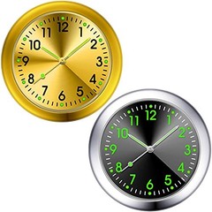 2 Pieces Stick on Dashboard Car Clock Mini Tiny Small Luminous Black, Gold