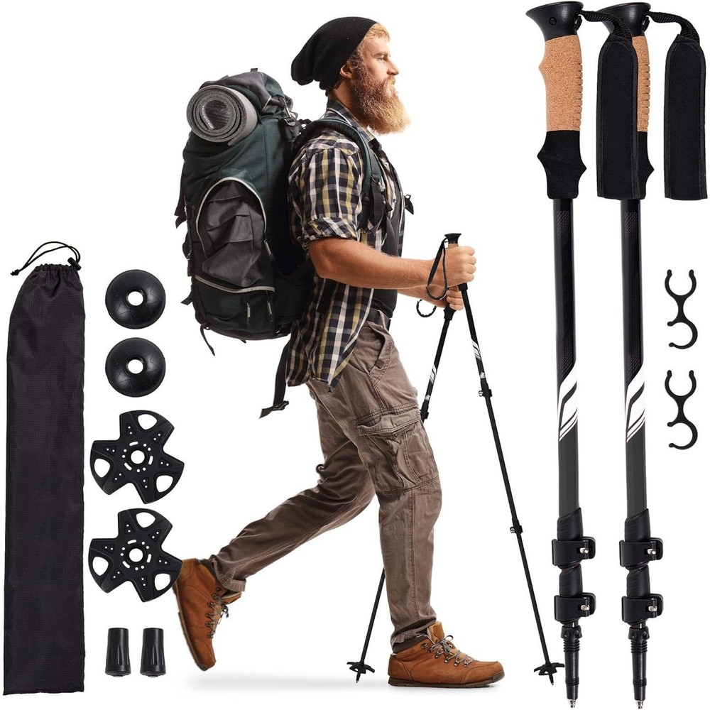Hiking Trekking Poles, 2 Pack Lightweight, Collapsible Trekking Poles for Sno…