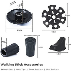 Walking Stick Tips Rubber 4pcs Trekking Pole Tips Replacement- Rubber Feet for H