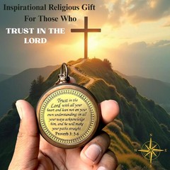 Trust in The Lord with All Your Heart -Proverbs 3: 5-6 Quote Engraved Compass…