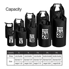 Dry Sack/Floating Waterproof Bag 2L//10L/20L/30L for Boating, 5L Black