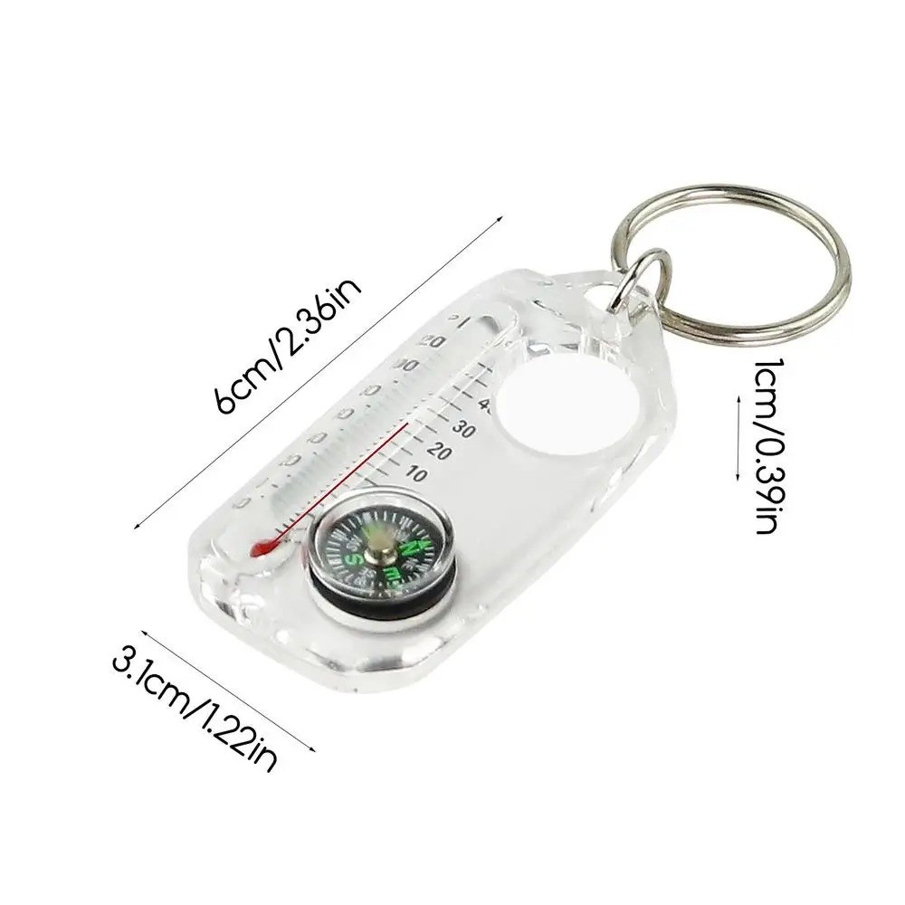 Pocket Survival Compass Multifunction Mini Keychain Camping Compass Thermometer