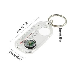 Pocket Survival Compass Multifunction Mini Keychain Camping Compass Thermometer