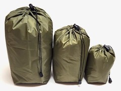Lightweight 3-pk OD Green 40D Ripstop Waterproof Sil-Nylon Stuffsacks COMBO