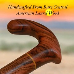 Wooden Walking Stick – Handcrafted Luxury Laurel Macho Wood Solid Cane Imported