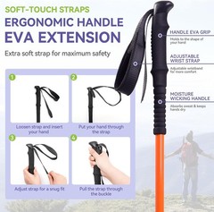 56.5in Lightweight Adjustable Trekking Poles, Collapsible 2 Pack