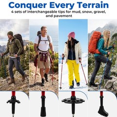 4 Pcs Trekking Poles Set, Collapsible Aluminum Hiking Poles, Adjustable Foldi…