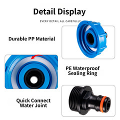 RV Water Tank Connector Quick Connect Fitting Blue Cap for Smooth Fill