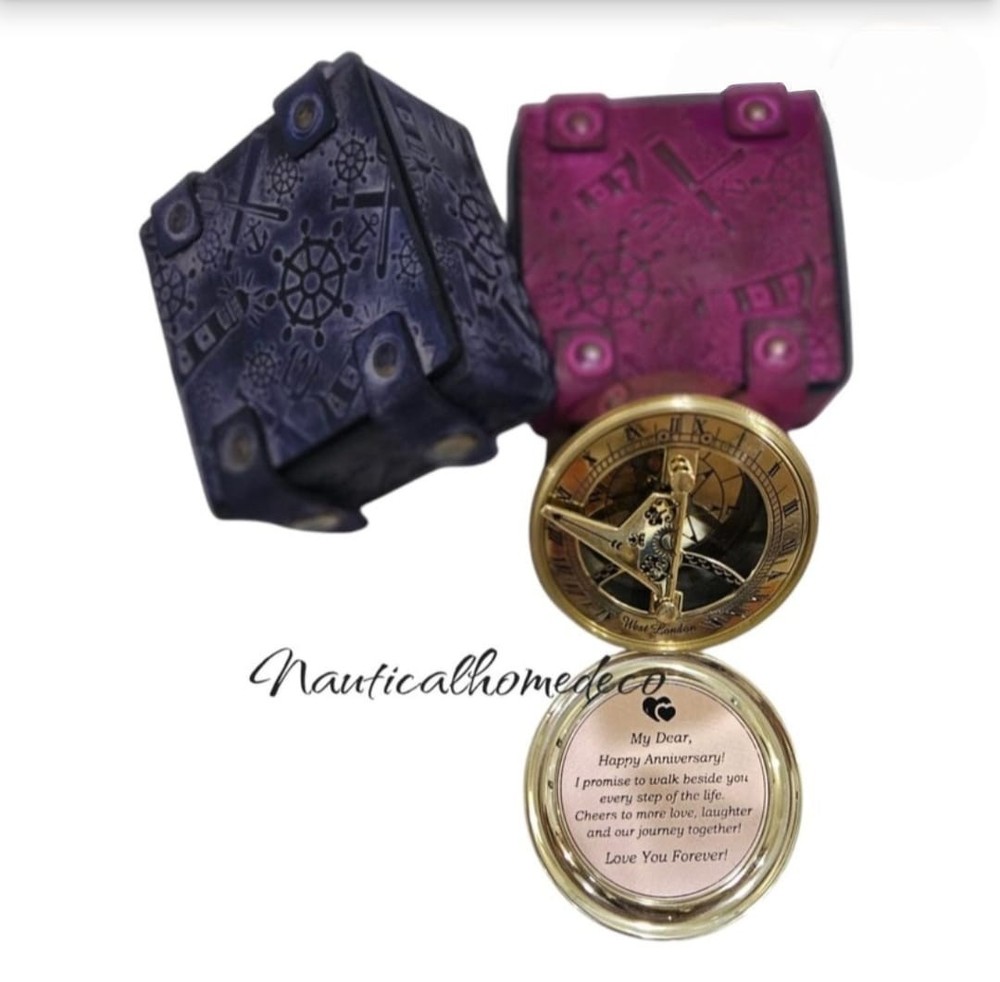Custom Engraved Sundial Compass Personalized Gift for Husband & Wife