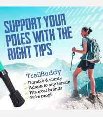 TrailBuddy Walking Stick Tips – Pack of 6 Replacement Rubber Cane Tips Fit Most