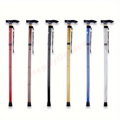 Folding Four-section Aluminum Alloy Trekking Pole Cane Golden Adjustable Height