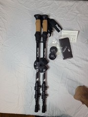 TrailBuddy Hiking Trekking Poles Adjustable Aluminum Cork Grip w/ Accessories