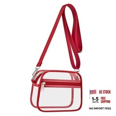 Clear Bag for Stadium Events Clear Sports Fan Handbags Purses with Medium Red