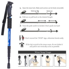 2X Trekking Poles Nordic Walking Sticks Adjustable Anti-shock Hiking Alpenstock