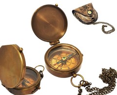 Brass Compass Nautical Pocket Backpacking Compass Leather Case Vintage Campin…