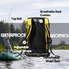 Waterproof Dry Bag Backpack for Kayaking, Roll Top Kayak Dry 35L Yellow